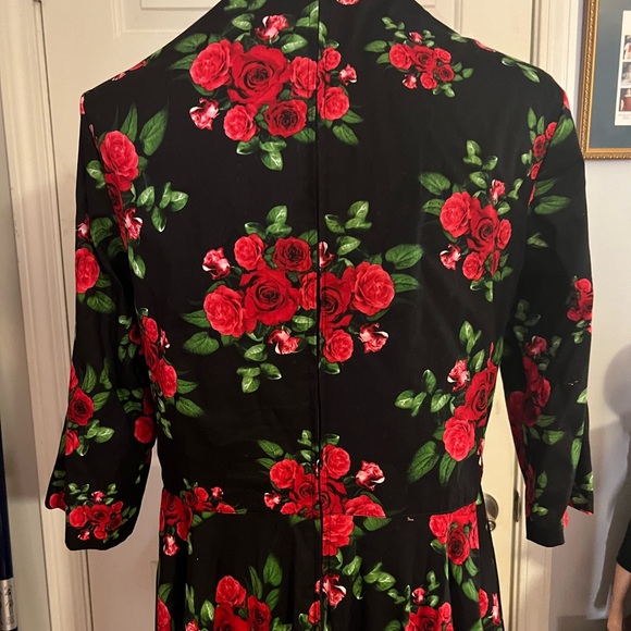 Hell BunnyFloral Black and Red Dress sweetheart neckline full skirt 2xl - Picture 3 of 4